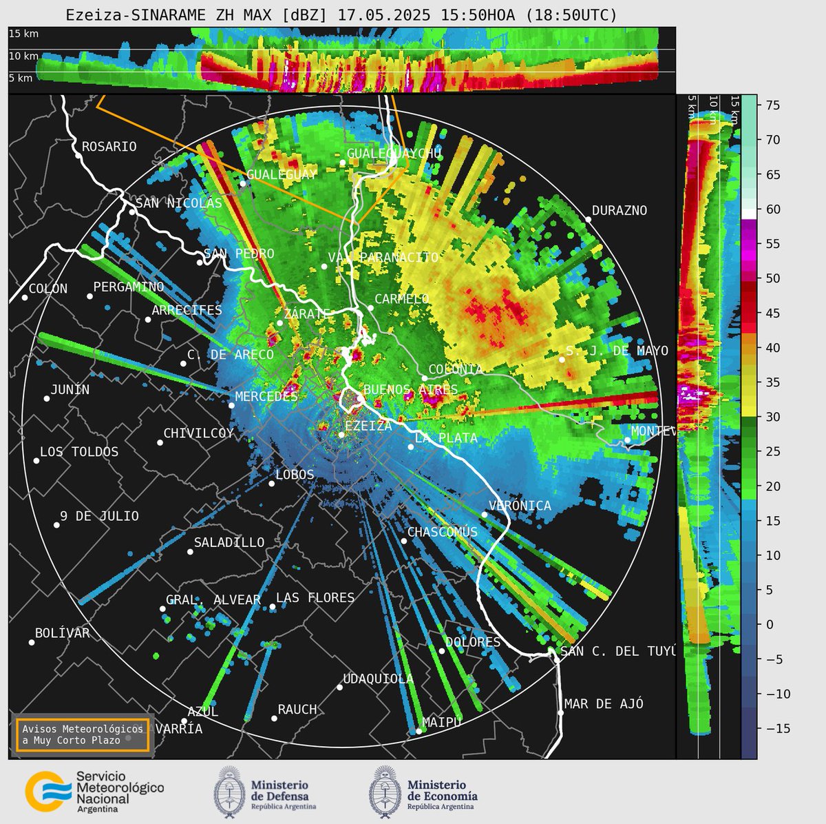 ⚠️⛈️ Se generan nuevos chaparrones y tormentas (por el momento aisladas) sobre el noreste de la provincia de Buenos Aires y el AMBA.