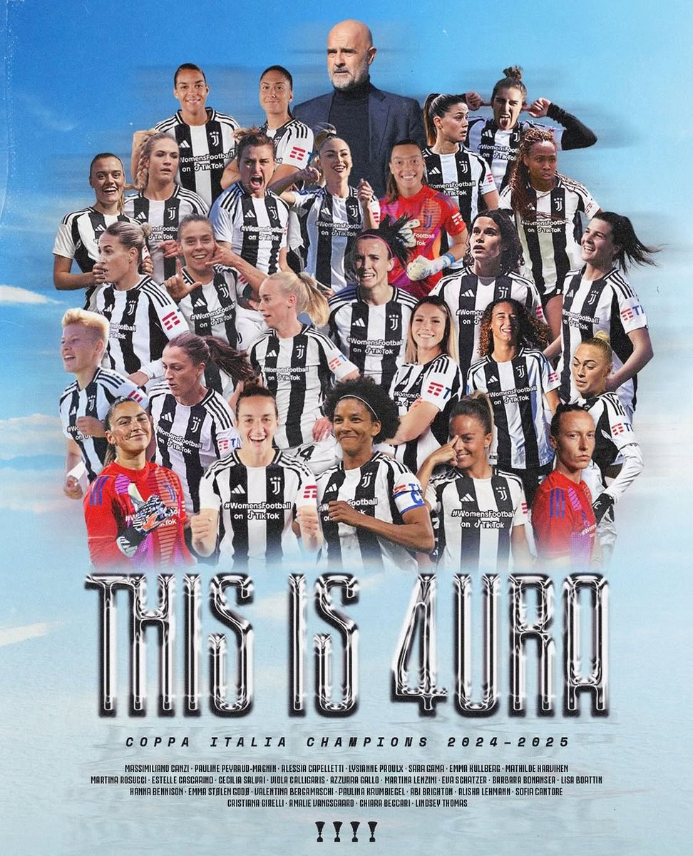 bianconerodoc10's tweet photo. ⚪⚫ La #JuventusWomen vince la sua 4° Coppa Italia.
Un 4-0 a senso unico alla Roma.
⚽⚽ Girelli ⚽ Cantore ⚽ Thomas
14 🏆 in 8 anni di vita.
È Double Juventus 🇮🇹 #4URA https://t.co/NblnZnMAbK