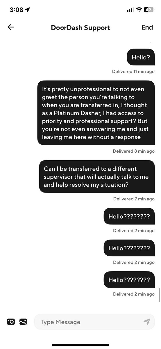 realashtonblaze's tweet photo. Thanks @DoorDash @DoorDash_Help for leaving your Platinum Dashers on read and not responding to them…DoorDash has been uncommonly decent in this area, but apparently when I need to talk to support, they don’t answer, even though I’m a platinum Dasher https://t.co/y0jBaorllD
