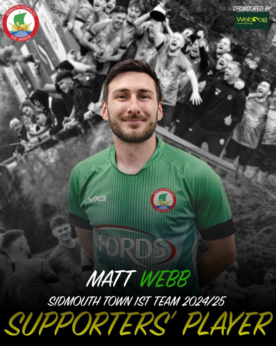 An award from the sidelines from you Vikings, a character on and off the pitch 💚

Sidmouth Town 1st team Supporter’s Player Of The Year Award goes to Matt Webb 🏆

#UTV💚 #Vikings