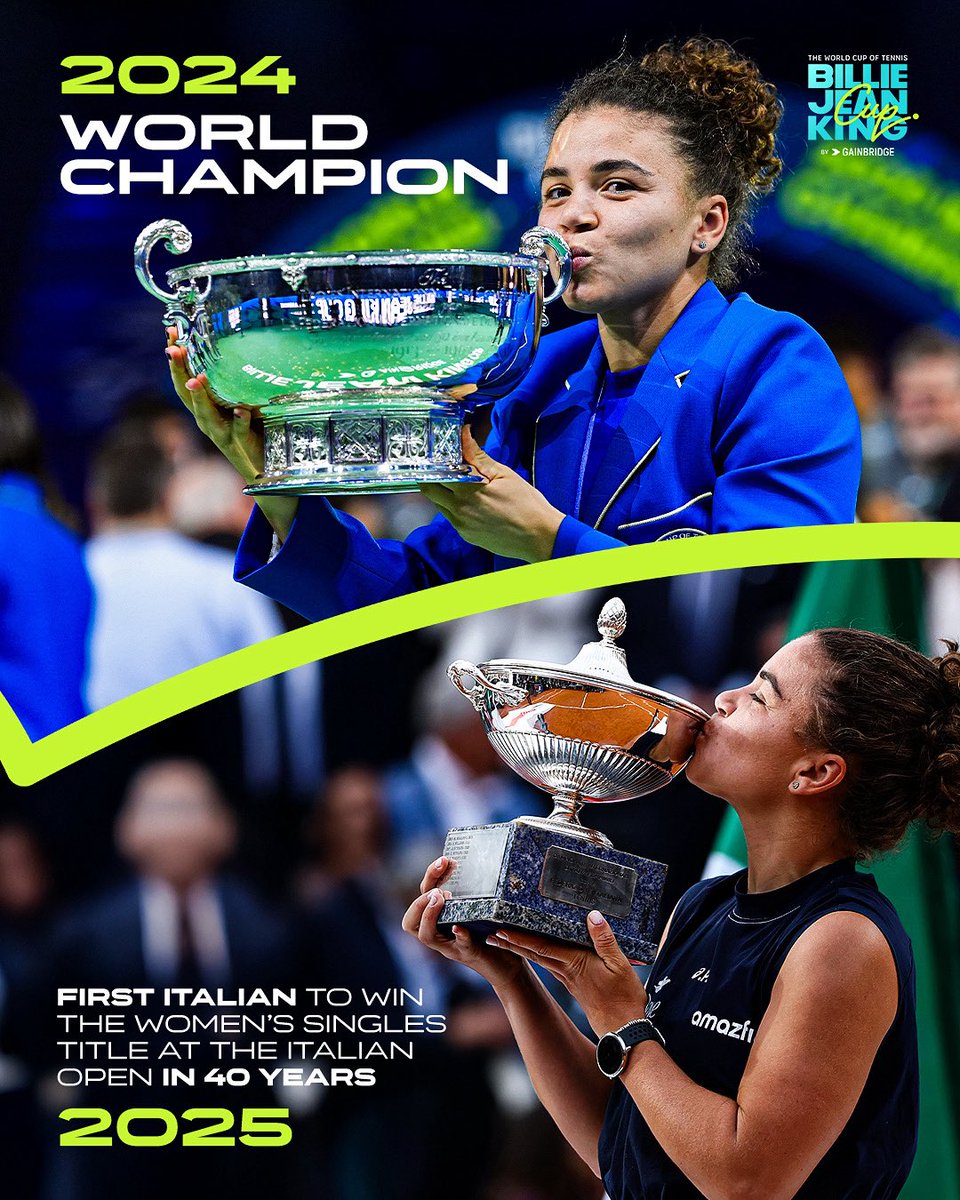 Billie Jean King Cup (@bjkcup) on Twitter photo Sealed with a kiss ๐ <a href="/JasminePaolini/">Jasmine Paolini</a> ๐
From becoming a World Champion with Italy in 2024, to making history on home soil in 2025 ๐ฎ๐น
#BJKCup | #IBI25 Sealed with a kiss ๐ <a href="/JasminePaolini/">Jasmine Paolini</a> ๐
From becoming a World Champion with Italy in 2024, to making history on home soil in 2025 ๐ฎ๐น
#BJKCup | #IBI25