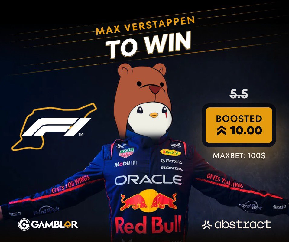andygamblor's tweet image. The @Abstract_Eco is in top form.

@AbstractChain is in pole position to DOMINATE web3.

And the reigning F1 World Champion is ALWAYS a contender for the win.

🔥 To celebrate the amazing news, we are BOOSTING THE ODDS!

CAN Max Pengstappen WIN IT?

@GamblorCasino