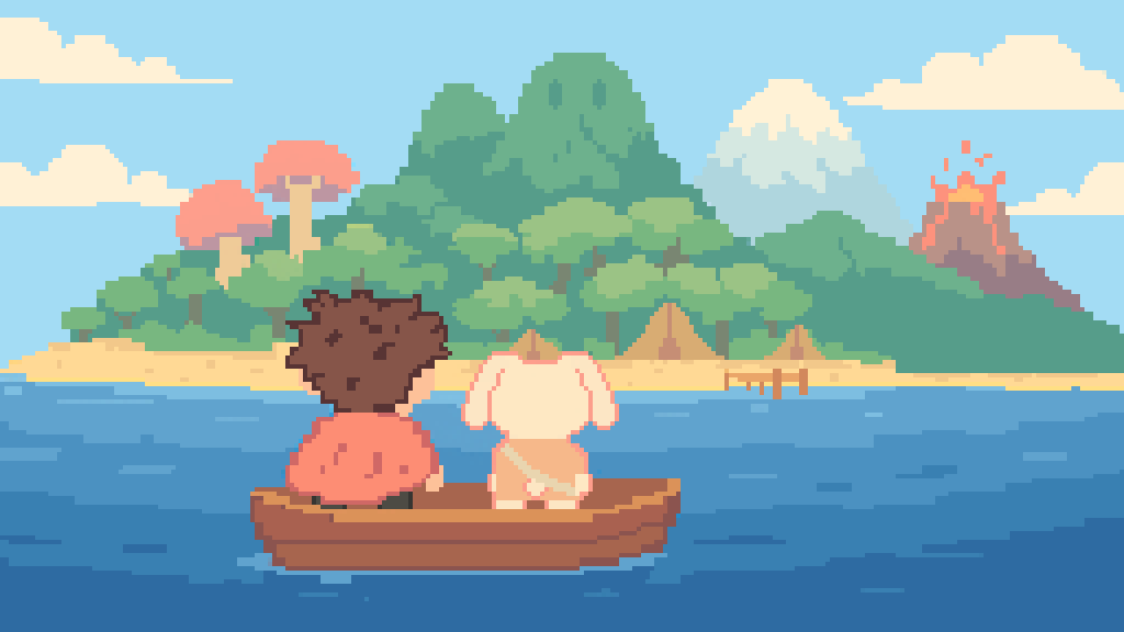 bore_dev's tweet photo. With the characters designed, I can then again use ChatGPT to generate a new image with the characters. It gets close, but not exactly what I want, but thats okay! I use the existing image of the character to correct the mistakes and add/replace little pieces, do colour correction etc.