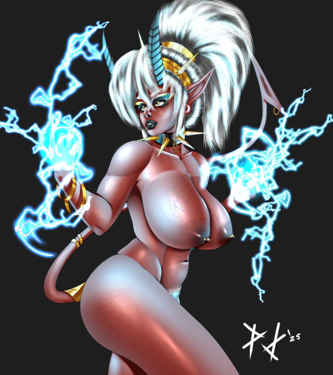Pabstdaddyart's tweet photo. Fun with electricity. 
#ArtistOnTwitter #nsfw_art #originalcharacter #fantasy_art #tiefling https://t.co/mXY4z49AlV