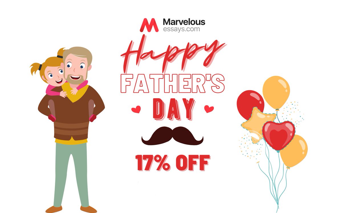 MarvEssays's tweet photo. 🎉 Father’s Day Surprise! 🎉 
Celebrate with 17% OFF at https://t.co/1baz7TvVnZ! Just use code BestDaddy2025 at checkout. Hurry—offer ends June 16! 💼📚
#fathersday #marvelousessays #studentdiscount #essayhelp #academicwriting #homeworkhelp #sale #discount https://t.co/QVTVrcKJNE