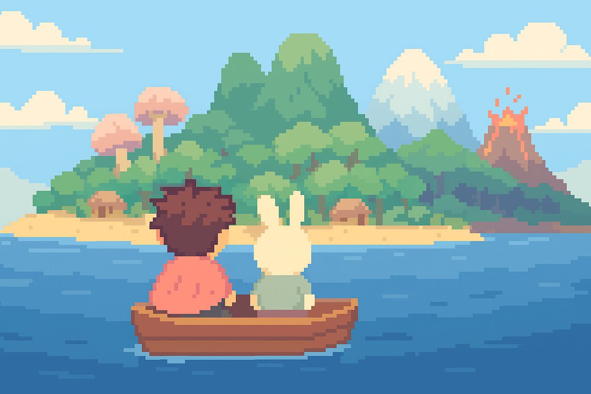 bore_dev's tweet photo. With the characters designed, I can then again use ChatGPT to generate a new image with the characters. It gets close, but not exactly what I want, but thats okay! I use the existing image of the character to correct the mistakes and add/replace little pieces, do colour correction etc.