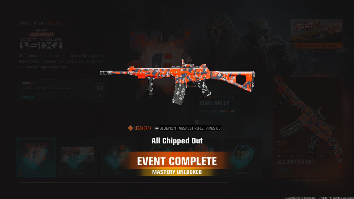 Just completed the “Got Your Six” “Endowment” “United Force” event!! 

#Warzone #EBKTerminator #GotYourSix #Endowment #CallOfDuty #COD #BlackOps