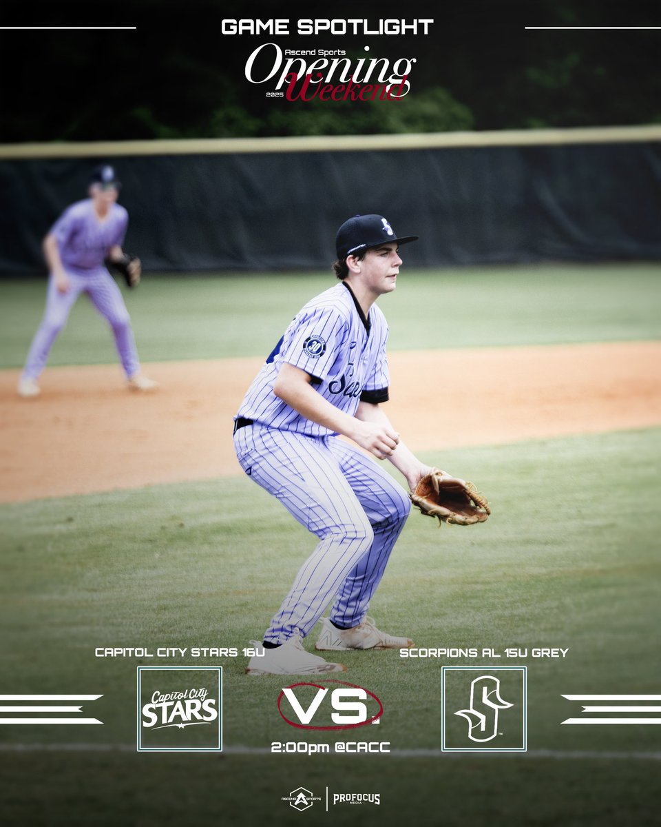 AscendSG's tweet image. Game 3 is the 15u Scorpions Grey vs. The 16u stars in the first game of the Stars double header.
#AscendSG25 | #elevatingthegame