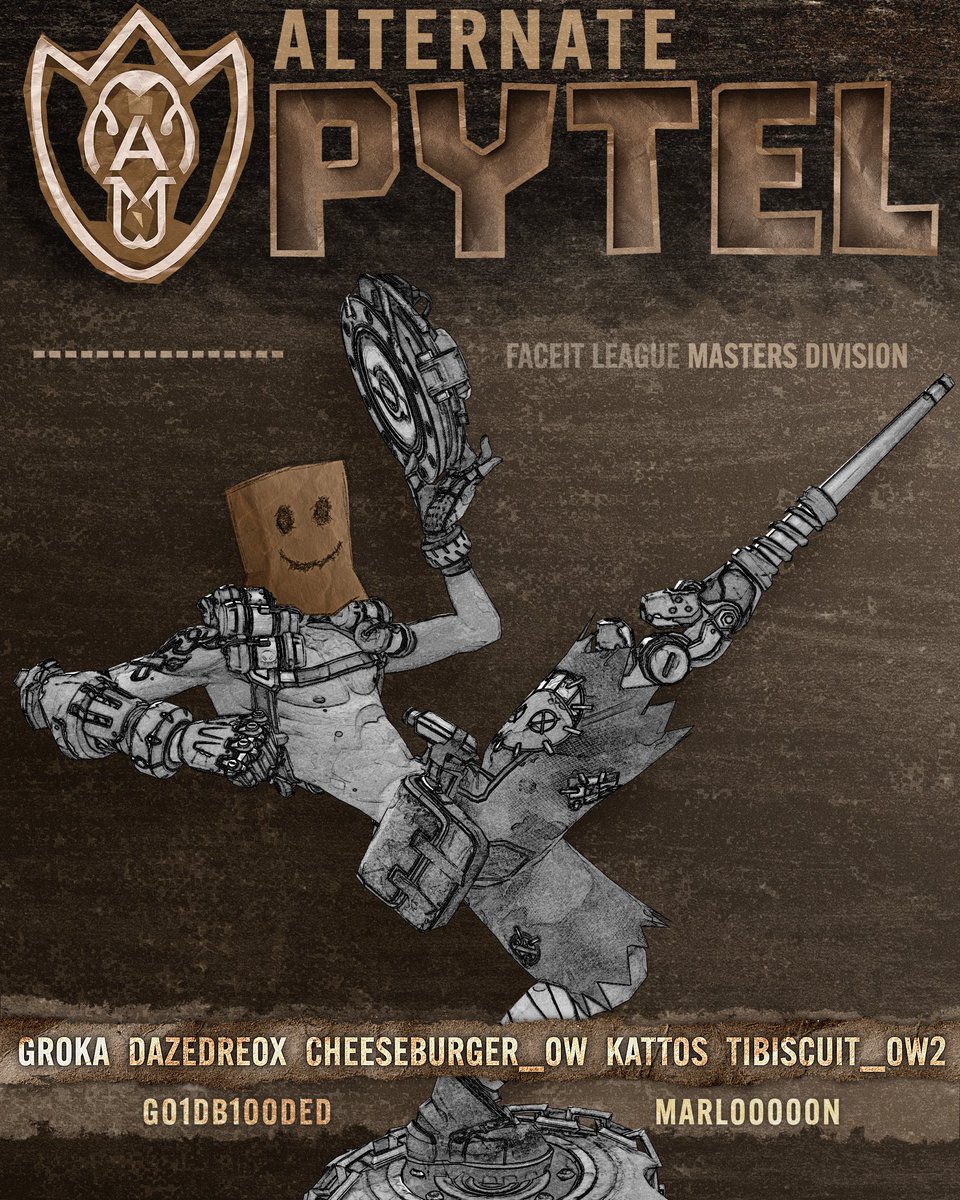 Our patience to post this one has been getting *paper-thin* !!! 

Haha… get it because… anyway…

Competing in <a href="/FACEIT_OW/">FACEIT Overwatch</a> EMEA Master division, please welcome back. 

ALTERNATE PYTEL 📦

🛡️<a href="/grogyny/">groka</a> 
⚔️ <a href="/dazedre0x/">dazeoreos</a> 
⚔️ <a href="/Ch33s3burgl3r/">Cheeseburger</a> 
⚔️ <a href="/reeaaddy/">rdy</a> 
💉 <a href="/Kattos17/">Kattos_OW</a> 
💉<a href="/Tibiscuit_OW2/">Tibiscuit</a>