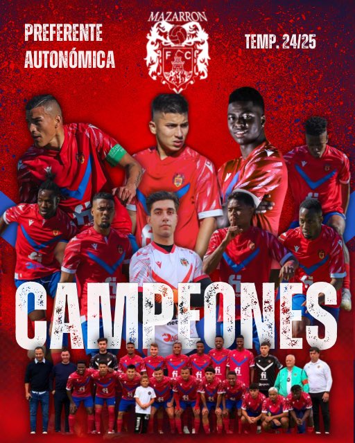 ¡CAMPEONES 24/25! 🔥

Completamos la temporada de la mejor manera posible, con ascenso y campeonato 🏆

De padre del club:
Gracias a todos vosotros afición, que conformáis esta gran familia. ❤️‍🔥🫶

Ahora vamos a por más!

Tercera… Mazarrón FC YA ESTÁ DE VUELTA ! 🔜🌟🔥