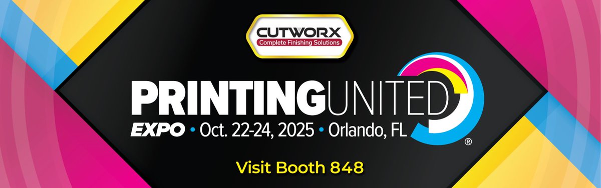 cutworxusa's tweet image. Join us in Orlando this October for the 2025 PRINTING United Expo!

Follow the link to get registered.
lnkd.in/gFdVbVrw
CUTWORX USA: Booth 848
FREE Expo Pass with Code: 182470

#PRINTINGUnitedExpo #PRINTINGUnitedAlliance 
#flatbedcutter #sewingautomation #cnccutting #event