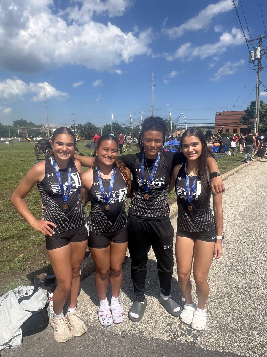 We are so proud of these four!!!! They are headed to the NJ Group 4 State Championships!!!! They placed 5th in the 4x400 relay at today’s Sectional Championships, running a time of 4:05.49!!! The relay consisted of Sophia Levy, Maya McKinley, Jasmin Halim, and Jackie Brownlee.