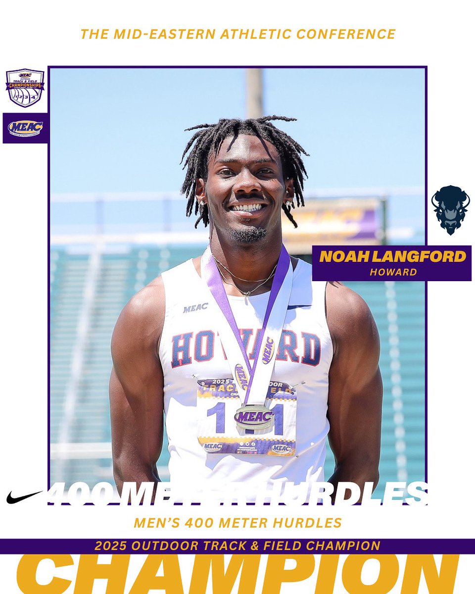 🥇Men’s 400M Hurdles: Noah Langford, Howard