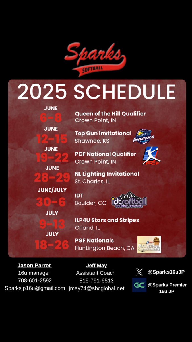 Kayla Howard #1- UNCOMMITED 2027 (@kaylahoward2027) on Twitter photo Here is summer schedule!! Save the dates. I am so excited to see what this summer has in store for us!❤️🖤 <a href="/Sparks16uJP/">Sparks16u JP</a> <a href="/Jmay7777/">Jeff May</a> <a href="/NIUSoftball/">NIU Softball</a> <a href="/FloridaTechSB/">Florida Tech Softball</a> <a href="/FloridaTechSB/">Florida Tech Softball</a> <a href="/UCFWxSTEM/">FSWN University of Central Florida</a> Here is summer schedule!! Save the dates. I am so excited to see what this summer has in store for us!❤️🖤 <a href="/Sparks16uJP/">Sparks16u JP</a> <a href="/Jmay7777/">Jeff May</a> <a href="/NIUSoftball/">NIU Softball</a> <a href="/FloridaTechSB/">Florida Tech Softball</a> <a href="/FloridaTechSB/">Florida Tech Softball</a> <a href="/UCFWxSTEM/">FSWN University of Central Florida</a>