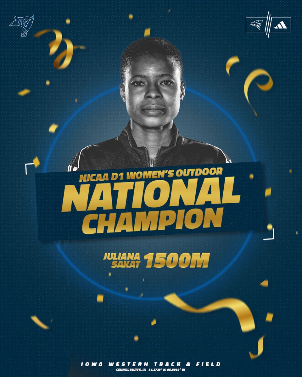 Iowa Western Reivers (@goreivers) on Twitter photo 🏆 NATIONAL CHAMPION!
Juliana Sakat wins her 2nd title of the meet, taking home the 1500m title!
#FlyTheFlag🏴☠️ | <a href="/ReiverCC_TF/">IWCC Reiver CC/TF</a> 🏆 NATIONAL CHAMPION!
Juliana Sakat wins her 2nd title of the meet, taking home the 1500m title!
#FlyTheFlag🏴☠️ | <a href="/ReiverCC_TF/">IWCC Reiver CC/TF</a>