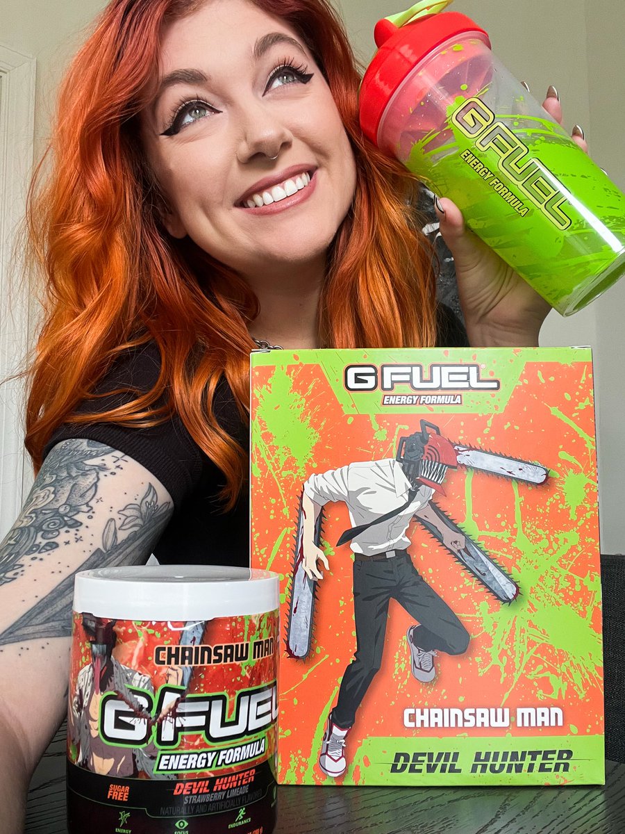 Cahlaflour's tweet image. Happy AniMay! 🤪 

All month @GFuelEnergy is launching new anime flavors/restocking old ones. They sent me the Chainsaw Man flavor and I LOVE Strawberry Limeade. 😋

Take advantage of BOGO right now too!

✨Always use code CAHLA ✨

gfuel.com/CAHLA

#GFUEL #GFUELPartner