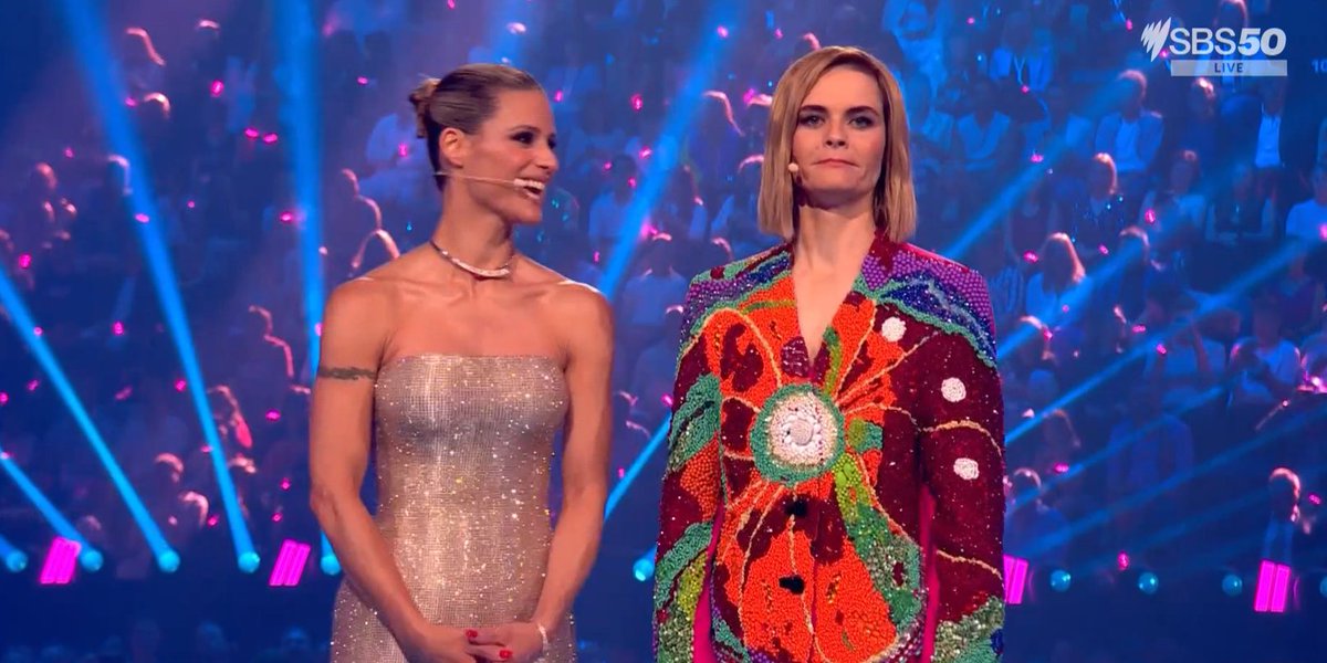 aussievisionnet's tweet photo. Hazel: "In Switzerland, we don't have feelings - we have money! 

When I had my first child, I was so overwhelmed I almost smiled."

#Eurovision #Eurovision2025 https://t.co/bmXduCmVUl