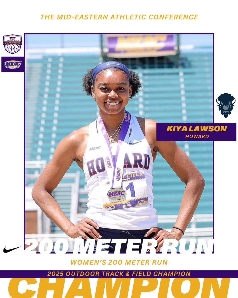 🥇Women’s 200M: Kiya Lawson <a href="/HUBisonTFXC/">Howard Track & Field/Cross Country</a>