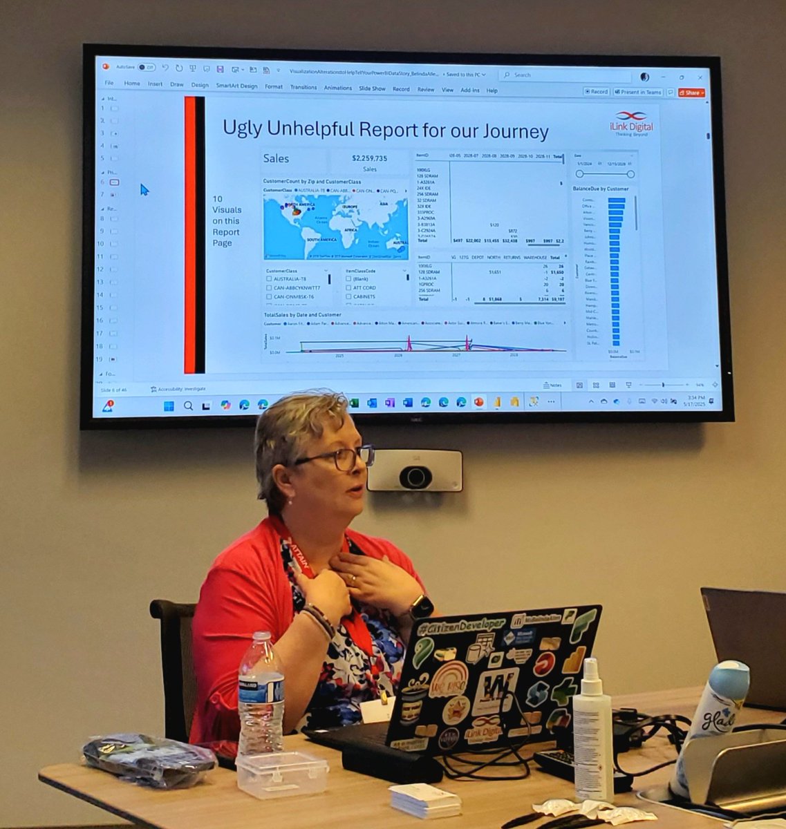 JKerski's tweet image. Last session of the day with Belinda Allen.  Learning how to do better storytelling in Power BI! #SQLSaturday Raleigh