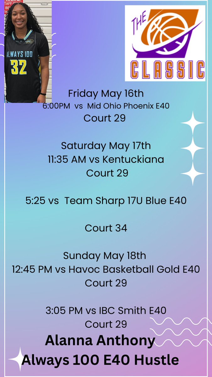 Updated Schedule for this weekend.