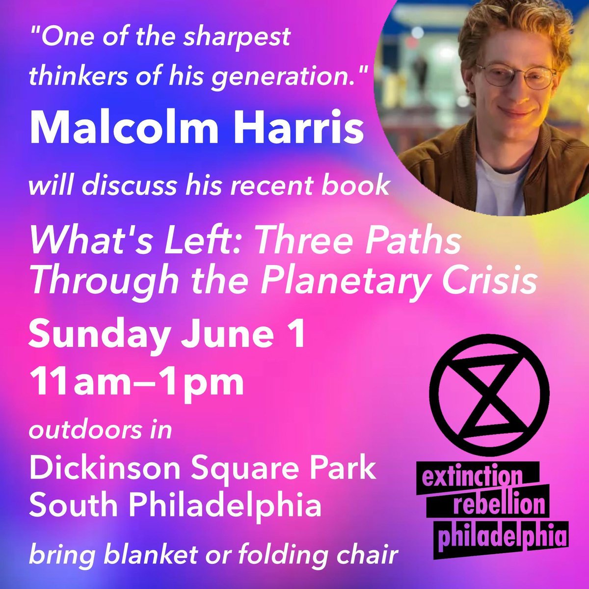 We’re thrilled to announce we will be hosting <a href="/BigMeanInternet/">Malcolm Harris</a> to talk to us about different paths through the planetary crises, which happens to be the topic of his new book