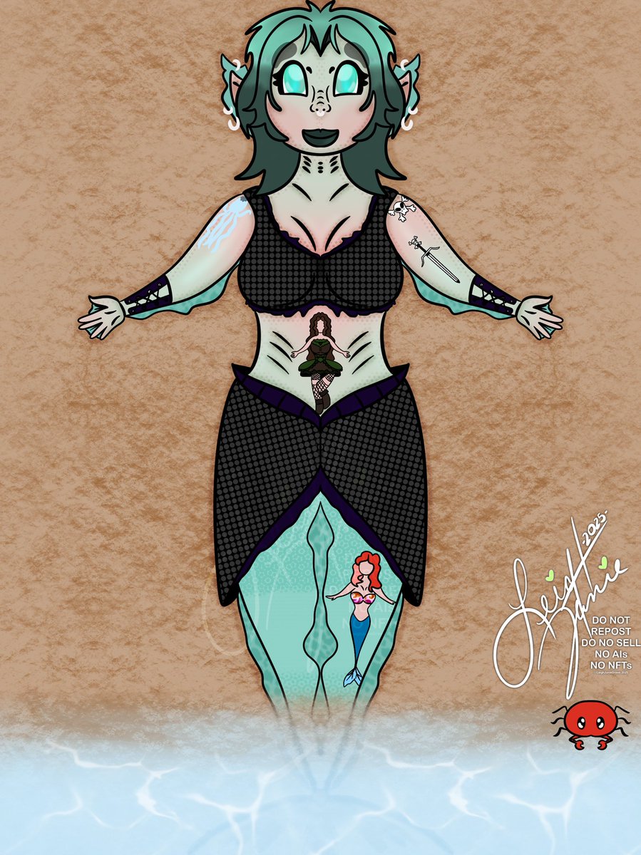 LeighJunieDraws's tweet photo. Day 16 (yesterday) of #mermay2025 #BeachGoth ๐ง๐ผโโ๏ธ๐ฆ ๐๏ธ https://t.co/6fTLT1BLhp