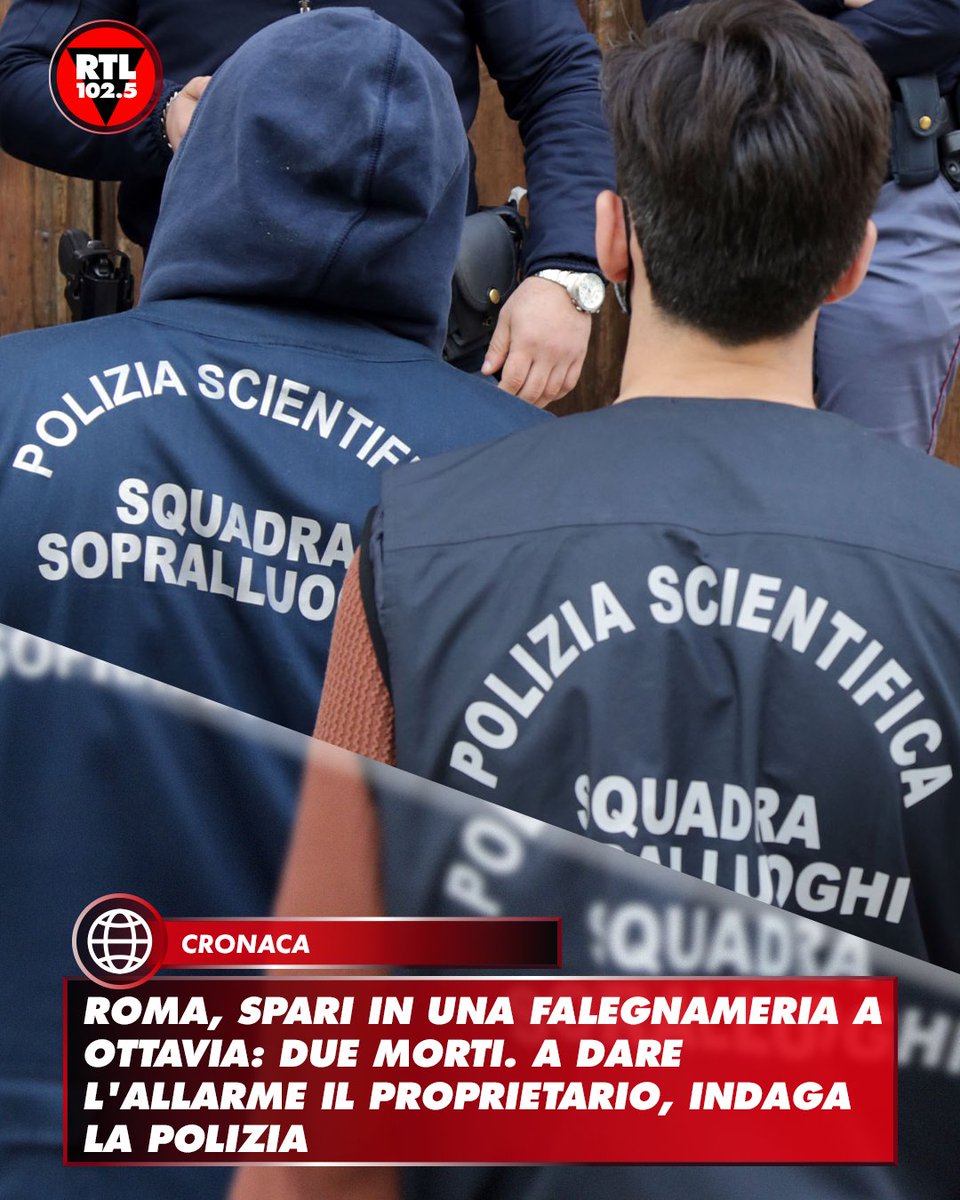 rtl1025's tweet photo. ⚫ Due uomini sono stati uccisi a colpi d'arma da fuoco e sono stati trovati all'interno di una #falegnameria in via della Stazione di #Ottavia, alla periferia di #Roma. A dare l'allarme il proprietario che ha riferito di aver trovato all'interno del proprio esercizio commerciale il corpo di un uomo disteso a terra e senza vita e un altro ferito. Sul posto gli agenti della squadra mobile e della polizia scientifica. Una delle vittime avrebbe due ferite da colpi d'arma da fuoco alla testa e due alla schiena. Sul posto la polizia di Stato ha trovato anche un altro uomo ferito da arma da fuoco, morto poco dopo.