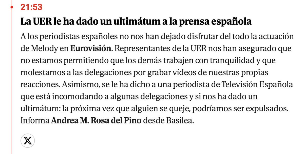 juanmafdez's tweet photo. La UER también le ha dado un ultimátum a la prensa española por grabar vídeos de nuestras propias reacciones en el centro de prensa.

Qué pena que se estén cargando el ambiente festivo con el que se vivía la final de #Eurovision en el press centre.

Ahora todo es silencio. https://t.co/Lyx15TD13y