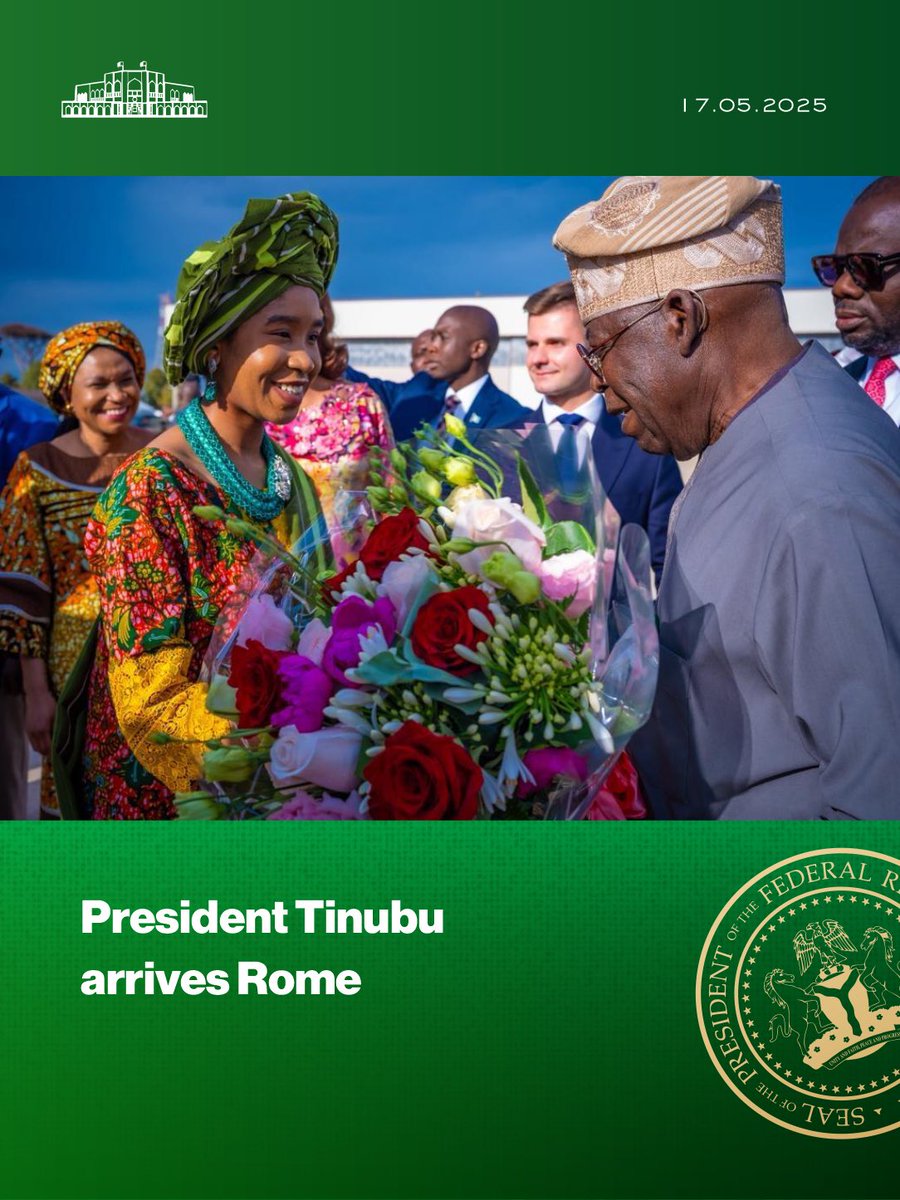 NGRPresident's tweet photo. President Tinubu arrives Rome https://t.co/oUz4j9t5FN