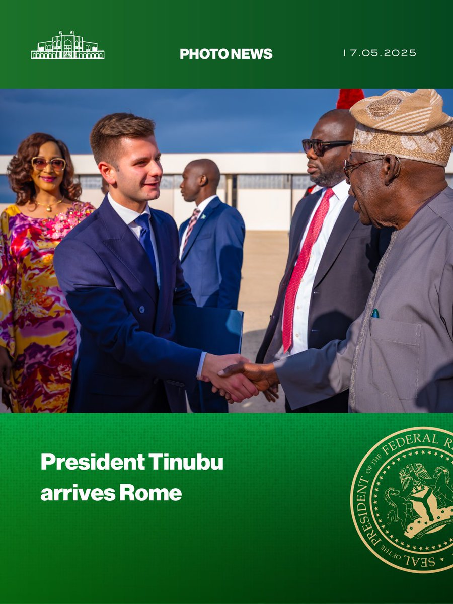 NGRPresident's tweet photo. President Tinubu arrives Rome https://t.co/oUz4j9t5FN