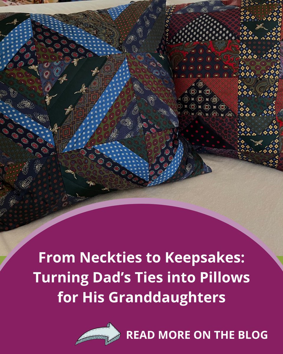 ctpublishing's tweet photo. What if old neckties could tell a story—or better yet, become something to hold onto? 💙 Julia McLeod turns her father’s silk ties into memory pillows for her daughters. 

https://t.co/BxRSfJeucZ

✨ #PatchworkLuxe #FathersDayCraft #KeepsakeSewing https://t.co/WK9ArnZG3D