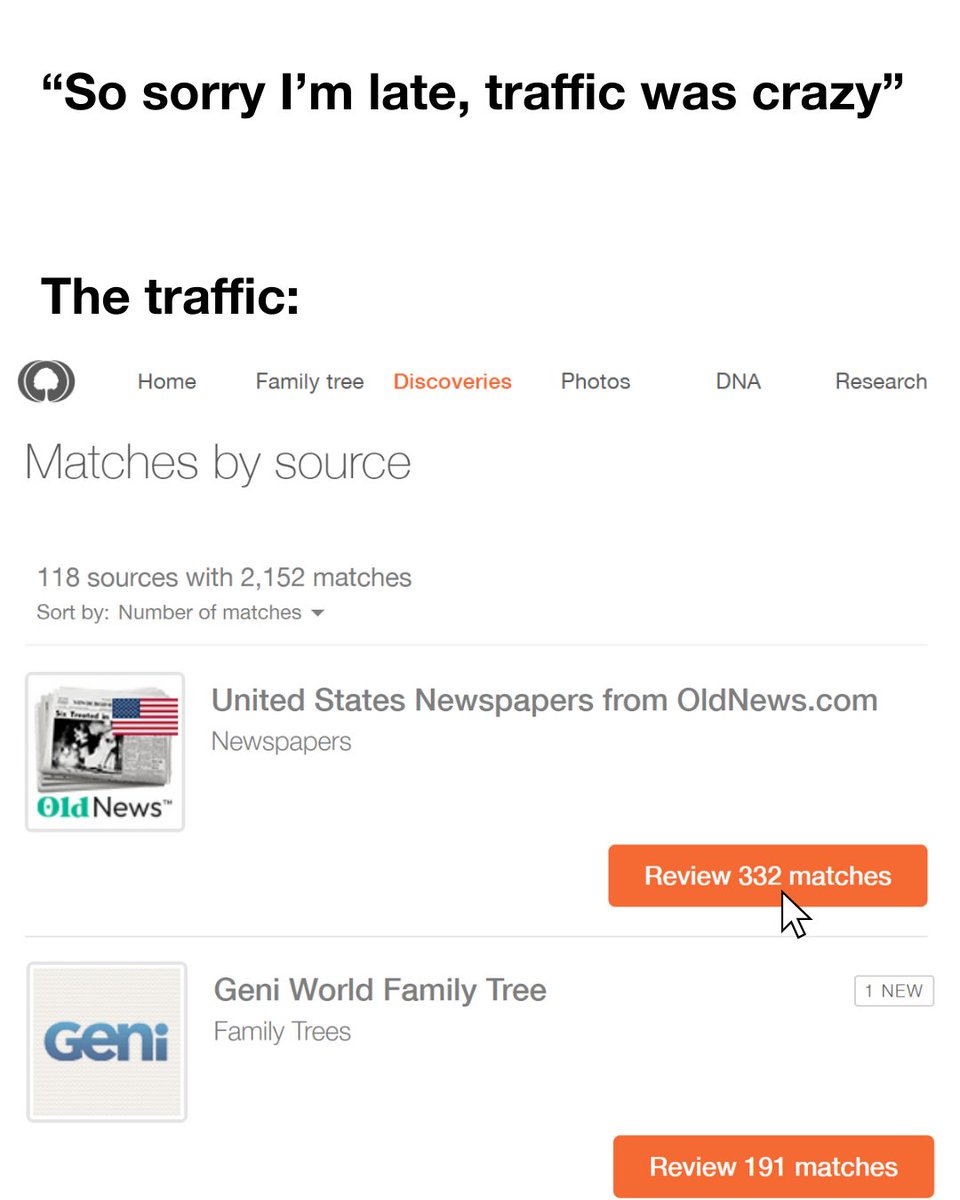 “Sorry I’m late—traffic was wild 👀”
Translation: I found a 1910 census record and followed it all the way to a third cousin once removed.

Dig in at myheritage.com – you’ve been warned.
