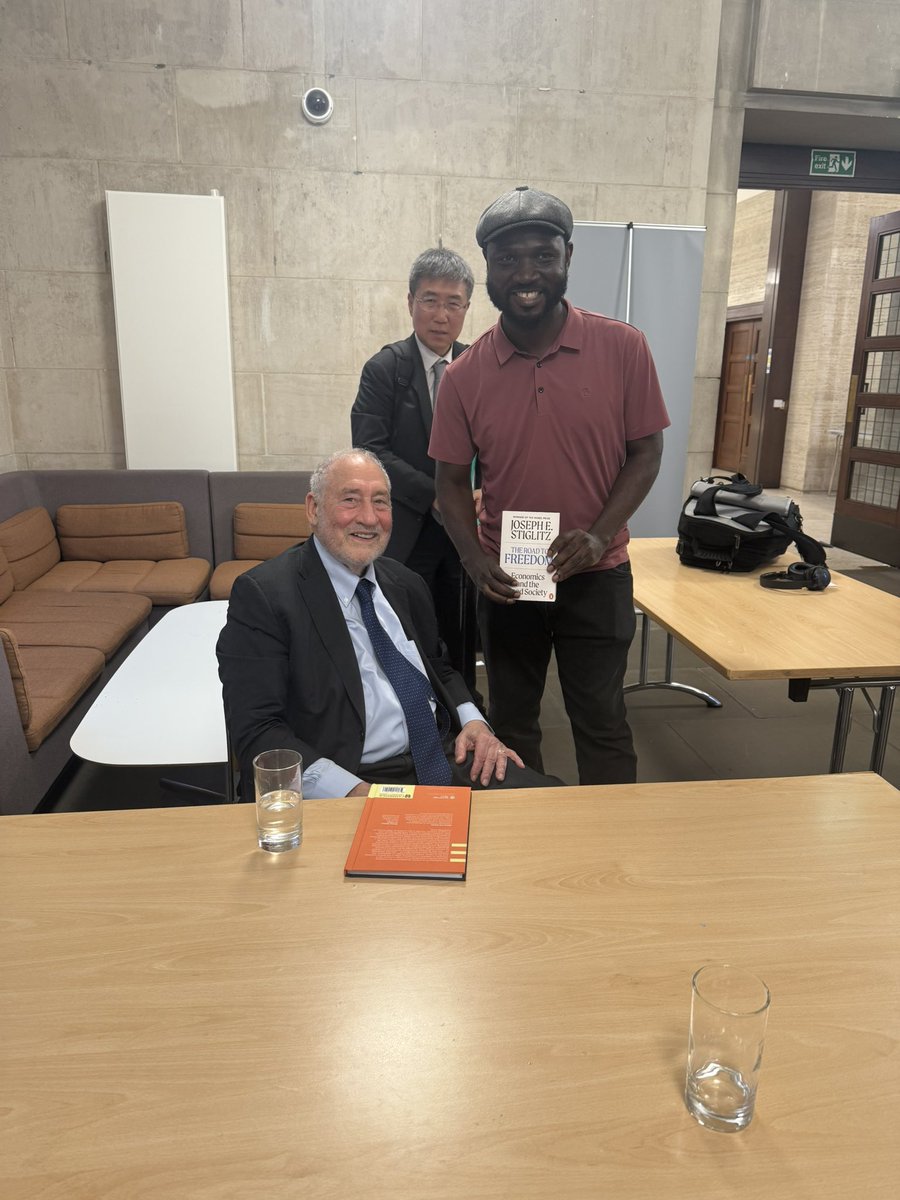 WealthDickson's tweet photo. Honored to meet Nobel Laureate Joseph Stiglitz at @SOAS Development and Leadership Dialogue. I've long followed his Project Syndicate columns. His work on inequality, institutions, economics and public policy has deeply shaped my thinking. Grateful for the exchange. 

#DLD2025 https://t.co/EmocUk7rcB