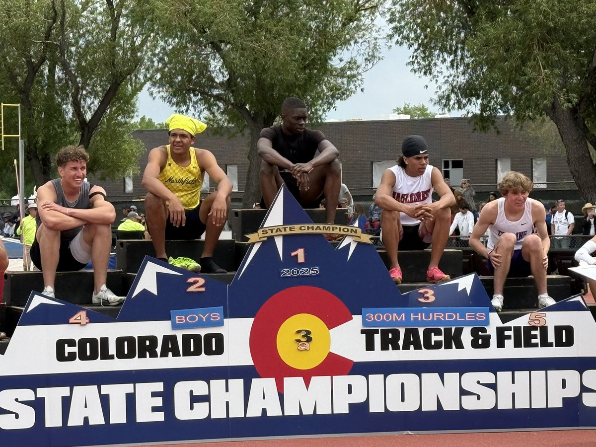 State Track: Cam Bell with another good finish today placing 3rd in the 300 hurdles. Way to go Cam !!