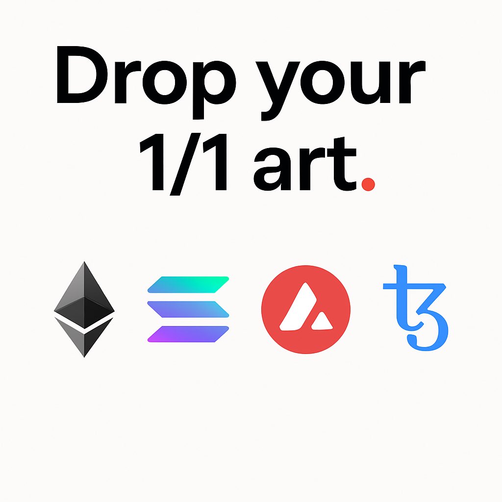 Drop your 1/1 art.

We’d love to see more 1/1s on Skurpy.
If you’re creating on Ethereum, Solana, Avalanche, or Tezos 

our doors are open.