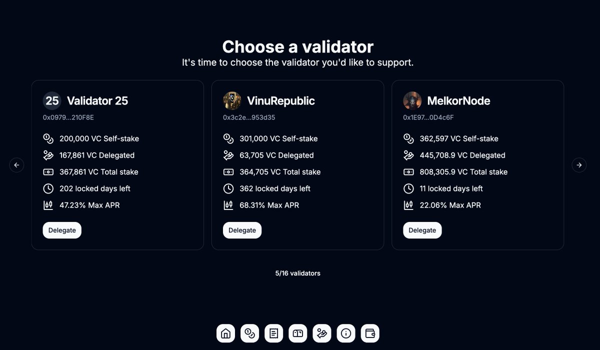 Earn up to 65% APR by staking VC on #Vinuchain: stake.vinu.cash

Connect wallet, choose validator, and delegate to secure the chain.

$VC
