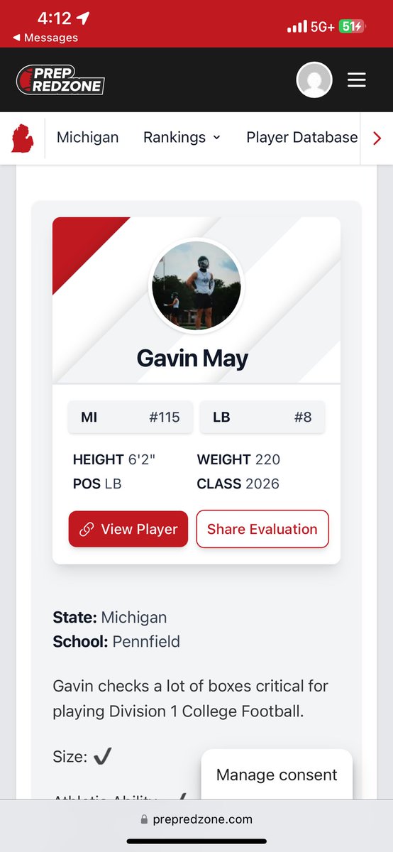 Gavin May 2026 LB 6’2 220 (@gavinmay2026) on Twitter photo Thank you <a href="/alex_pallone/">Alex Pallone</a> for the article! I have been grinding all offseason and I am coming to prove everyone wrong. <a href="/PrepRedzoneMI/">Prep Redzone Michigan</a> <a href="/PennfieldHSFB/">Pennfield Panthers Football</a> <a href="/AllenTrieu/">Allen Trieu</a> <a href="/Bryan_Ault/">Bryan Ault - Midwest Scout</a> <a href="/RisingStars6/">Rising Stars Academy</a> <a href="/On3Recruits/">On3 Recruits</a> <a href="/TheD_Zone/">The D Zone</a> <a href="/MIexposure/">Michigan exposure</a> COACHES! Do not miss out on me. Thank you <a href="/alex_pallone/">Alex Pallone</a> for the article! I have been grinding all offseason and I am coming to prove everyone wrong. <a href="/PrepRedzoneMI/">Prep Redzone Michigan</a> <a href="/PennfieldHSFB/">Pennfield Panthers Football</a> <a href="/AllenTrieu/">Allen Trieu</a> <a href="/Bryan_Ault/">Bryan Ault - Midwest Scout</a> <a href="/RisingStars6/">Rising Stars Academy</a> <a href="/On3Recruits/">On3 Recruits</a> <a href="/TheD_Zone/">The D Zone</a> <a href="/MIexposure/">Michigan exposure</a> COACHES! Do not miss out on me.