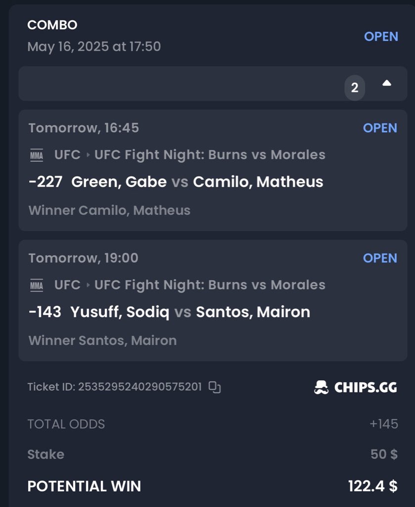 The Xtreme Couture X Brazilian parlay is hitting tonight