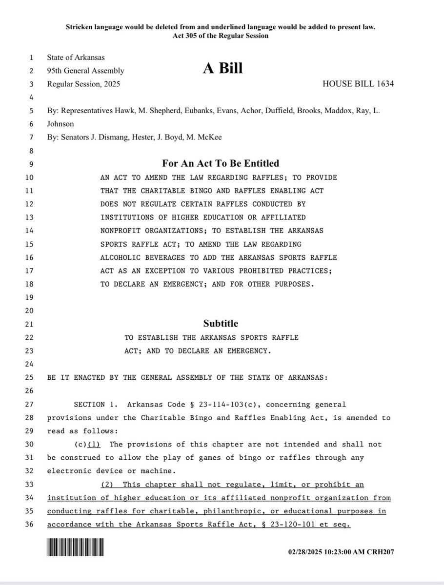 The Arkansas Sports Raffle Act is working!