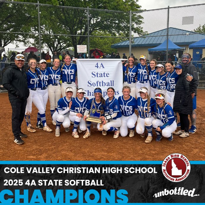 IDHSAA's tweet image. Congratulations to Cole Valley Christian High School on being the 2025 4A Softball State Champions!!