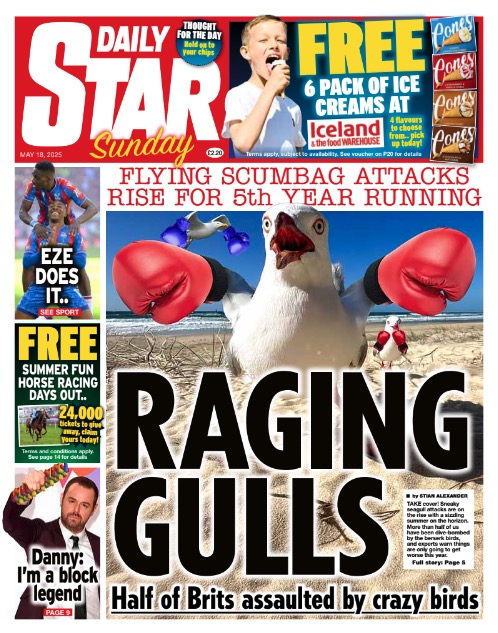 Sunday’s front page: Raging gulls
#TomorrowsPapersToday
dailystar.co.uk/news/latest-ne…