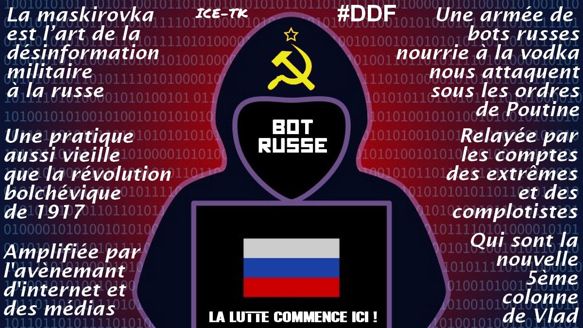 ICEMAN2932's tweet photo. Après Poutine, la 2ème plaie enfantée pas la Russie est certainement la désinformation qu'elle distille dans les pays occidentaux
Aujourd'hui, le 𝗗𝗗𝗙 vous invite à lutter contre ces ennemis de la démocratie
C'est très simple, partageons nos articles et nos images sur ce sujet https://t.co/3ezwrL7R9Z