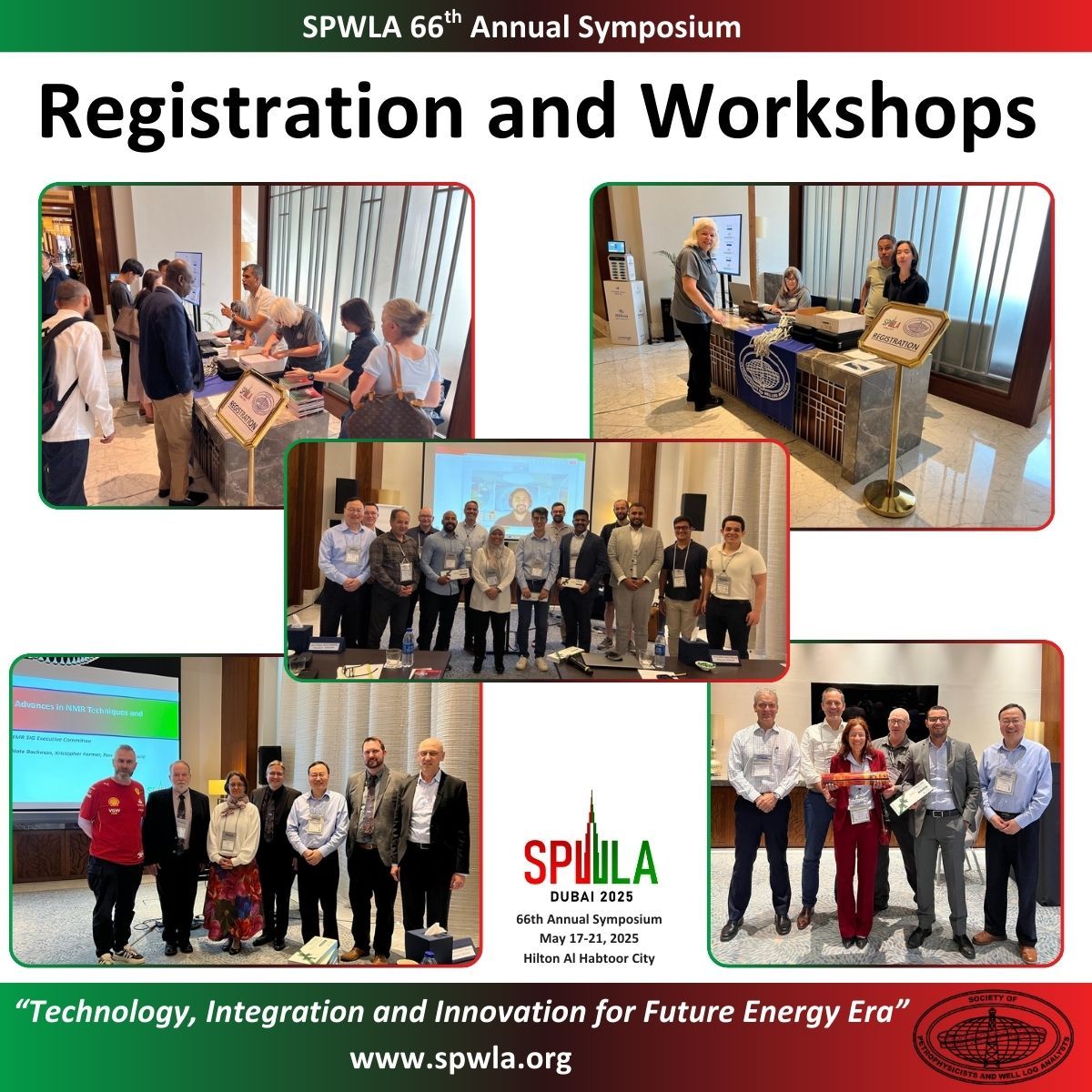 The SPWLA 66th Annual Symposium has started with weekend workshops and a field trip!

➡️ Registration is open daily
➡️ Workshops Saturday and Sunday, May 17-28
➡️ International Student Paper Contest Sunday, May 18
➡️ Technical Program May 19-21

#spwla #spwlaDubai #petrophysics