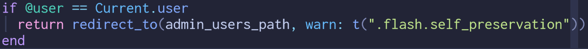 I like it when you name something in a way that makes you smile.

In this case I'm protecting a user from being able to delete themselves.