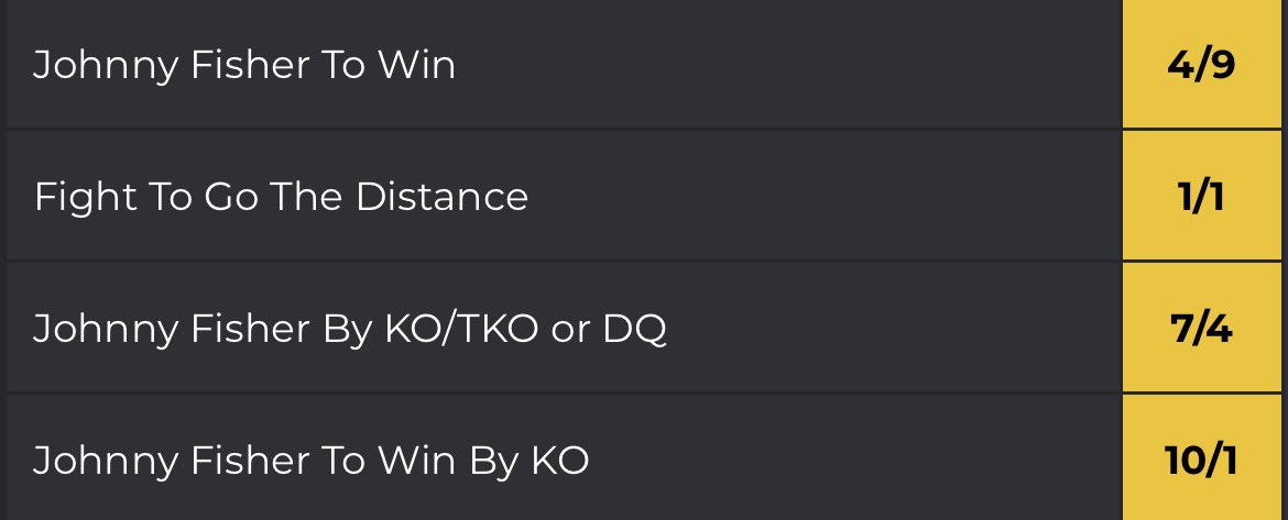 FISHER VS ALLEN 🥊
PRICE BOOSTS! 🤩

We’ve gone EVENS that the fight goes the distance tonight! 

pricedup.bet 18+ GambleAware