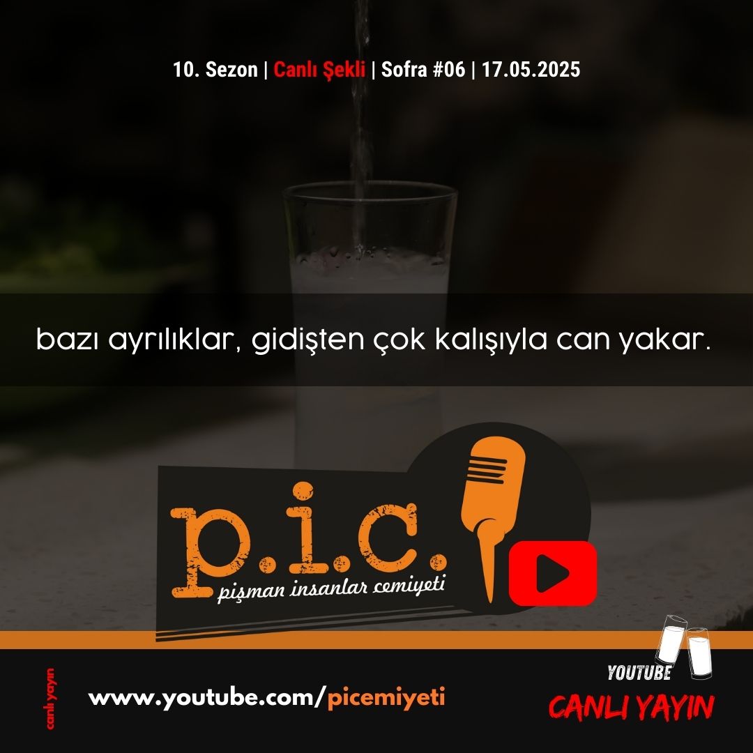 "bazı ayrılıklar, gidişten çok kalışıyla can yakar.." Cemiyet birkaç şarkı sonra Sofra yayını ile Youtube'da yayında.. #picemiyeti 

youtu.be/WHFiR5e_f6E