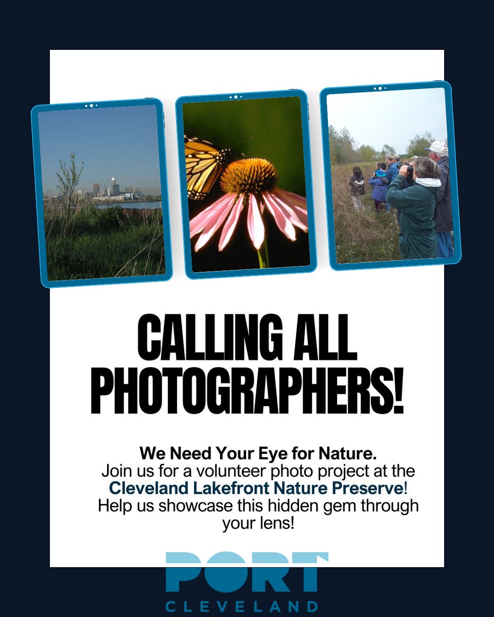 Port of Cleveland (@portofcleveland) on Twitter photo 📸 Photographers wanted! Volunteer to capture the beauty of Cleveland Lakefront Nature Preserve 🌿✨ Flexible scheduling. Work will be credited + featured!
Interested? Email kierra.cotton@portofcleveland.com 📧 📸 Photographers wanted! Volunteer to capture the beauty of Cleveland Lakefront Nature Preserve 🌿✨ Flexible scheduling. Work will be credited + featured!
Interested? Email kierra.cotton@portofcleveland.com 📧
