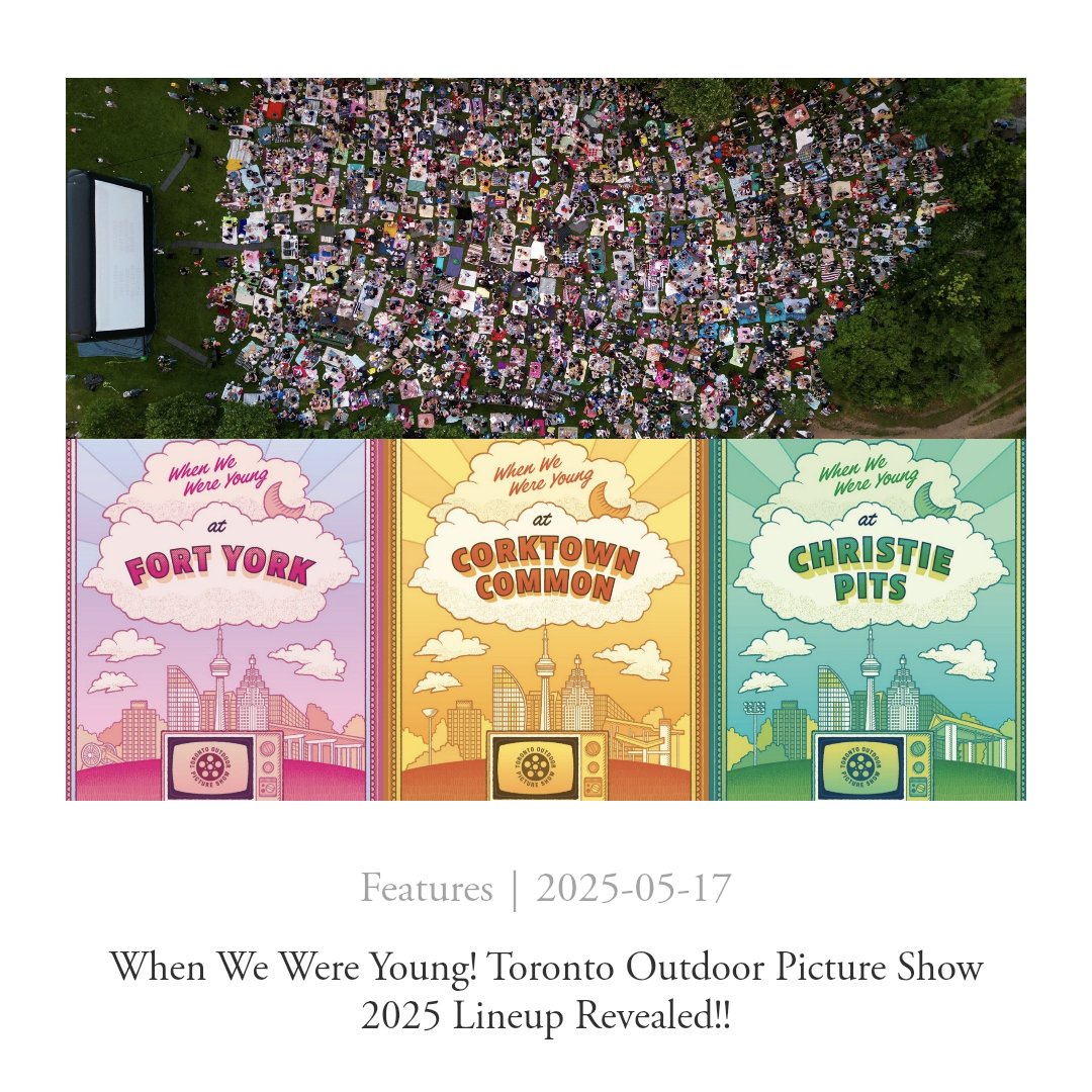 As mid-May arrives, Toronto finally welcomes the vibrant energy of spring and summer. Every year, the Toronto Outdoor Picture Show brings free movie screenings to the city during the warmer months, and this year marks its 15th anniversary. 
<a href="/TOpictureshow/">Toronto Outdoor Picture Show</a>
chill-meh.com/film-en/toront…