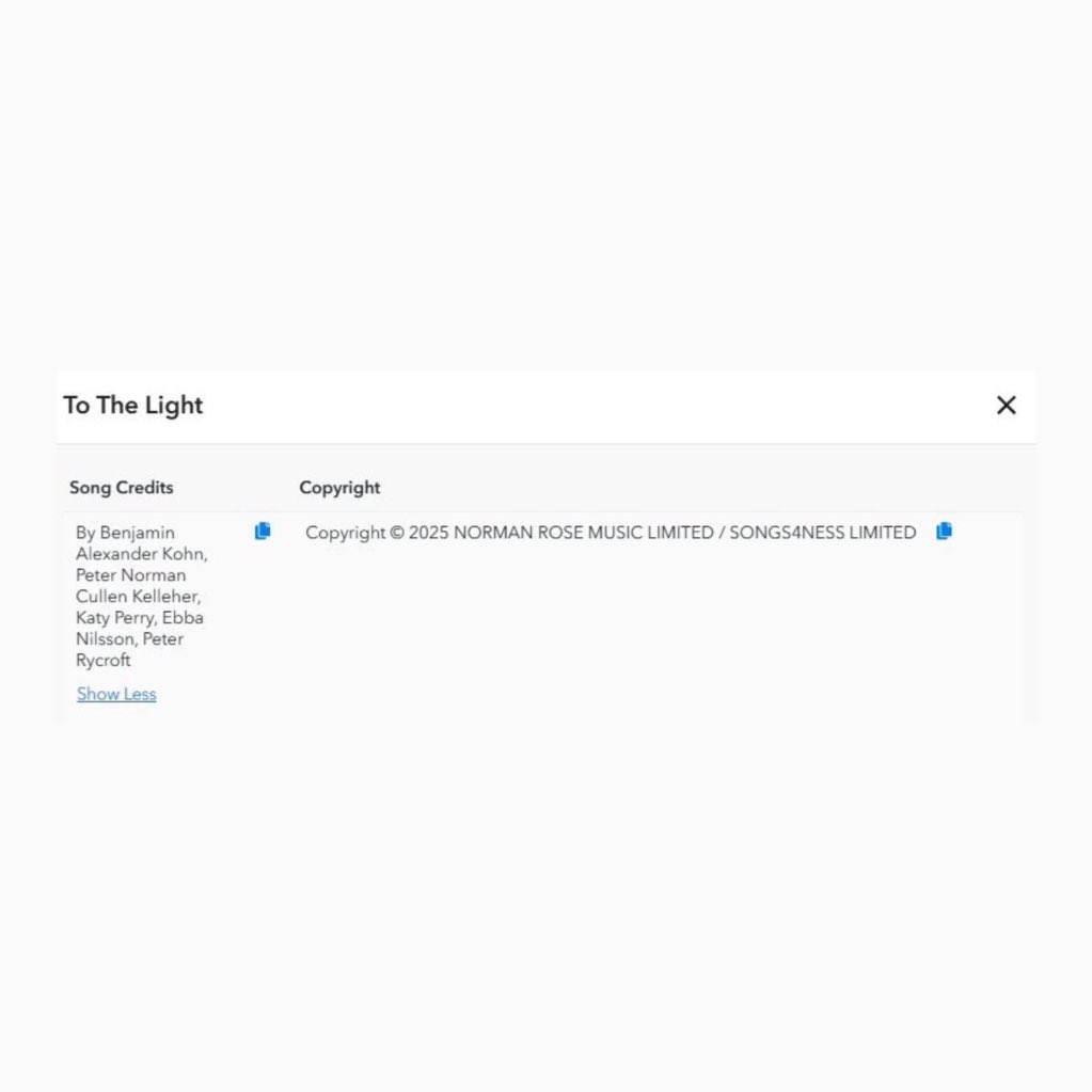 ToveLoBR's tweet image. 🚨 Katy Perry acaba de registrar uma nova canção no ASCAP co-escrita por Tove Lo, intitulada “To The Light”. A produção é assinada pelo Lostboy.