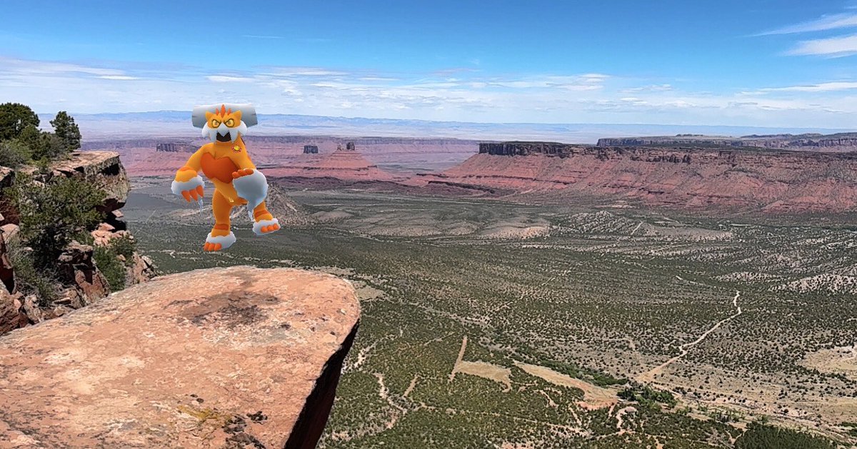 GoProCraig's tweet photo. Shiny Therian Forme Landorus (Best Buddy) - Porcupine Rim - Moab, UT β¨ποΈ
#shiny #therian #landorus #GOsnapshot #RediscoverGO #PokemonGO #ARoftheday #NianticAR #PokemonGOAR #GoHubAR #Pokemon #GOsnapshotCelebration #augmentedreality #Niantic #Scopely #deadhorsepoint #moab #utah #porcupinerim #wholeenchilada